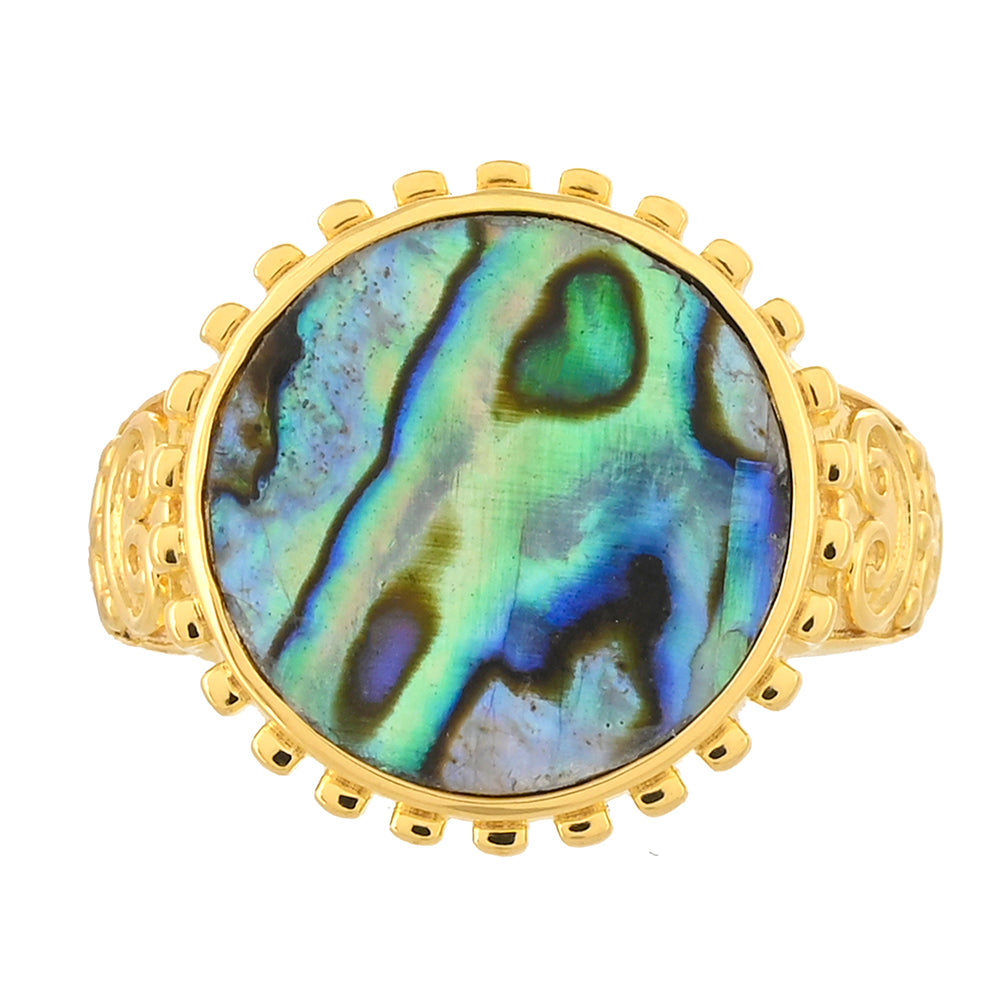 Pozlacený Stříbrný Prsten s Mušlí Abalone 1 
