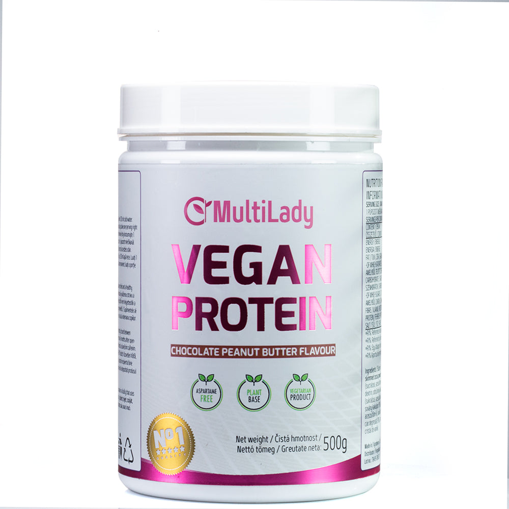 Multilady Prémiový Veganský Protein 500g, Příchuť Čokoláda a Arašídové Máslo